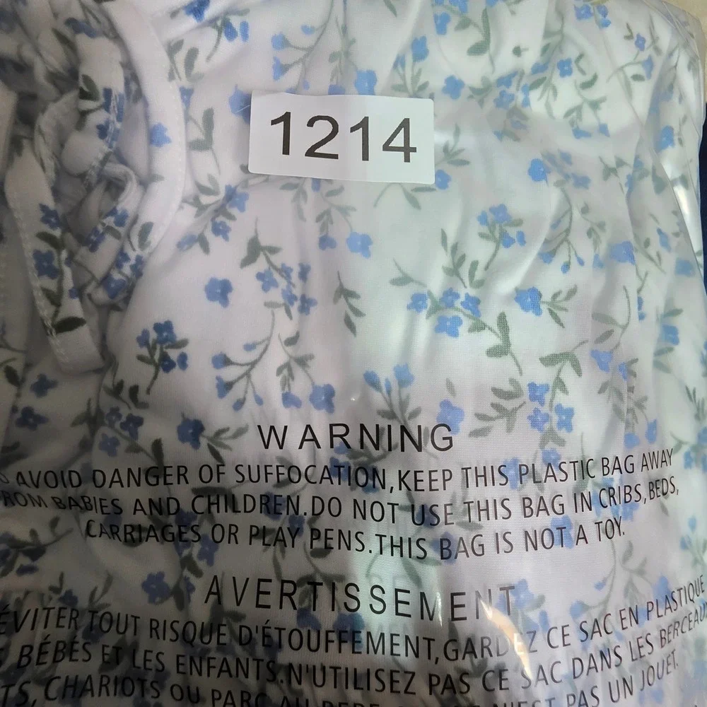 Hollister Girls White Blue Floral Tiered Mini Dress Short Sleeve V-Neck Size M